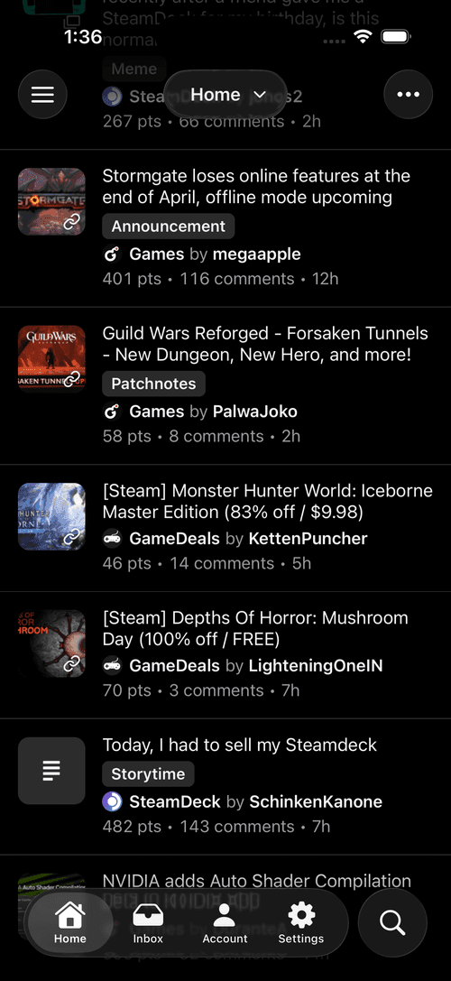 Artemis compact feed layout showing more posts per screen